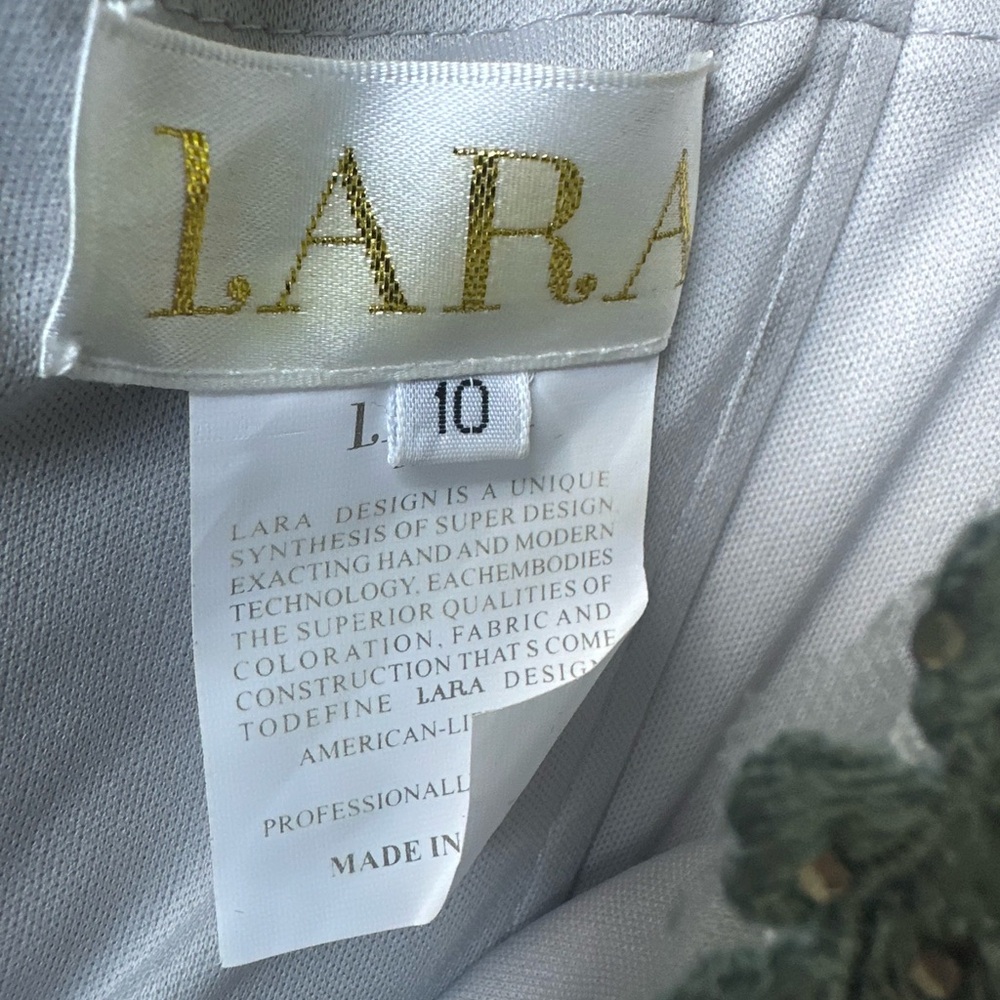 LARA 29122 Silver Sage Off-Shoulder Women’s Lace Embroidered Formal Dress Sz 10 - Picture 4 of 10